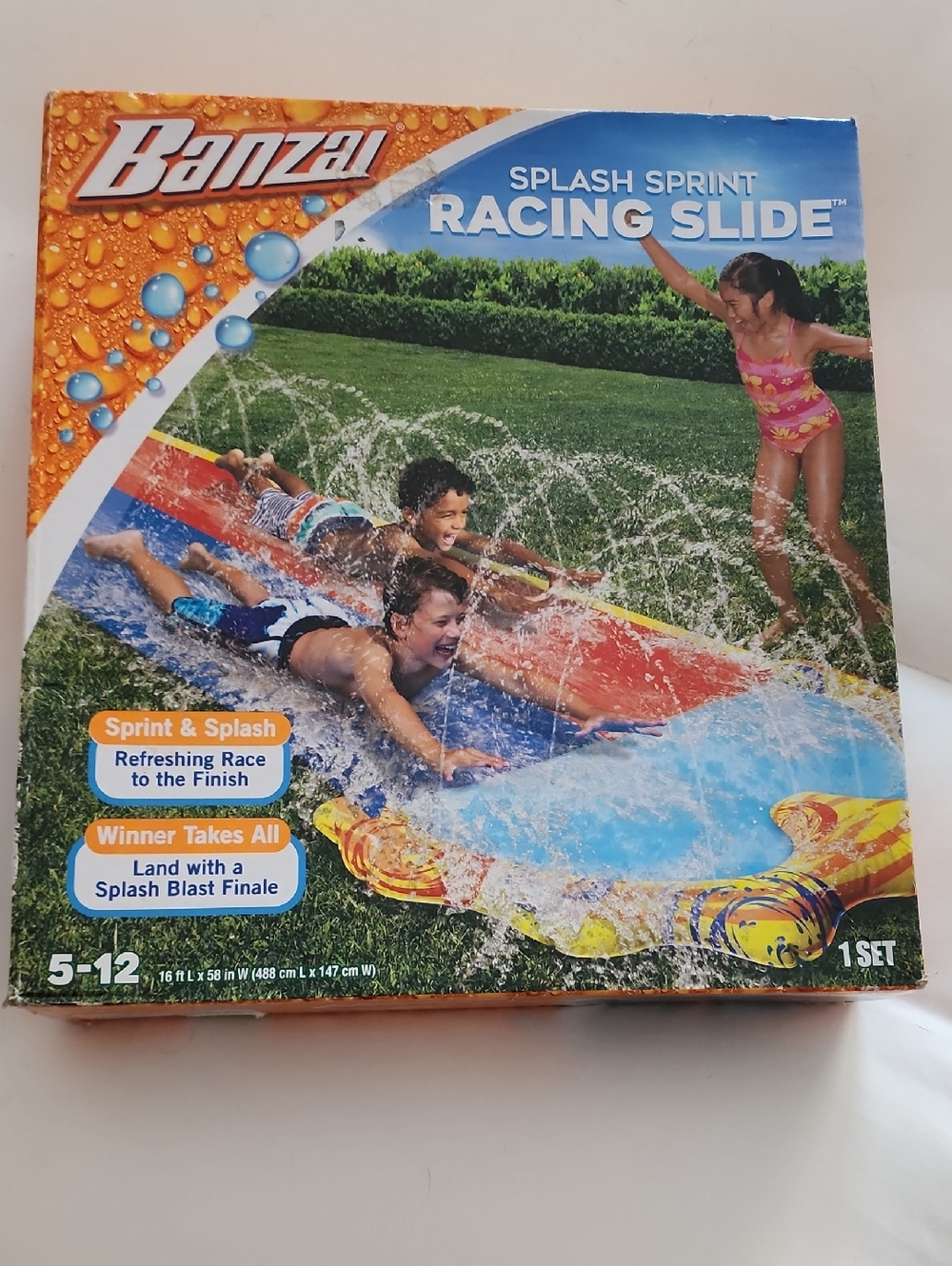 Banzai Splash Sprint Racing Slide - Bright Multicolor